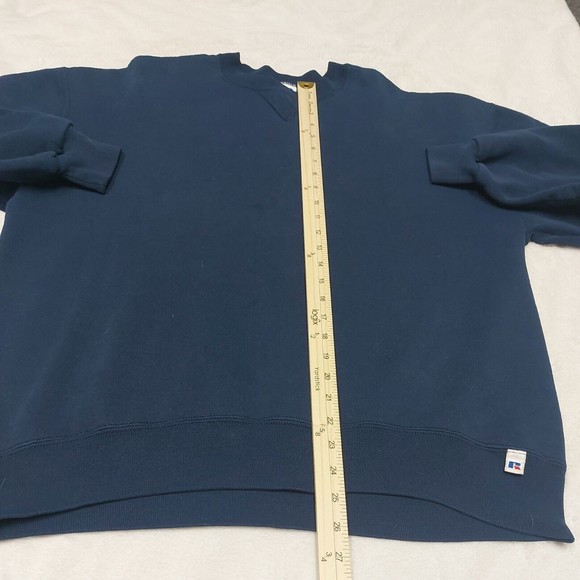 Vintage 90s Russell Athletic Navy Blue Blank Crewneck Sweatshir USA Made Size XL - Picture 8 of 12